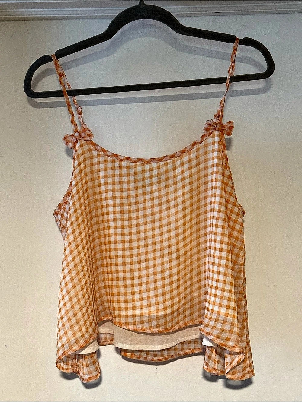 Fifty Street Gingham Camisole in Orange & White Size Large